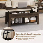 Table basse Yaheetech relevable avec compartiment caché et 2 étagères ouvertes pour salon