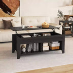 Table basse Yaheetech relevable avec compartiment caché et 2 étagères ouvertes pour salon