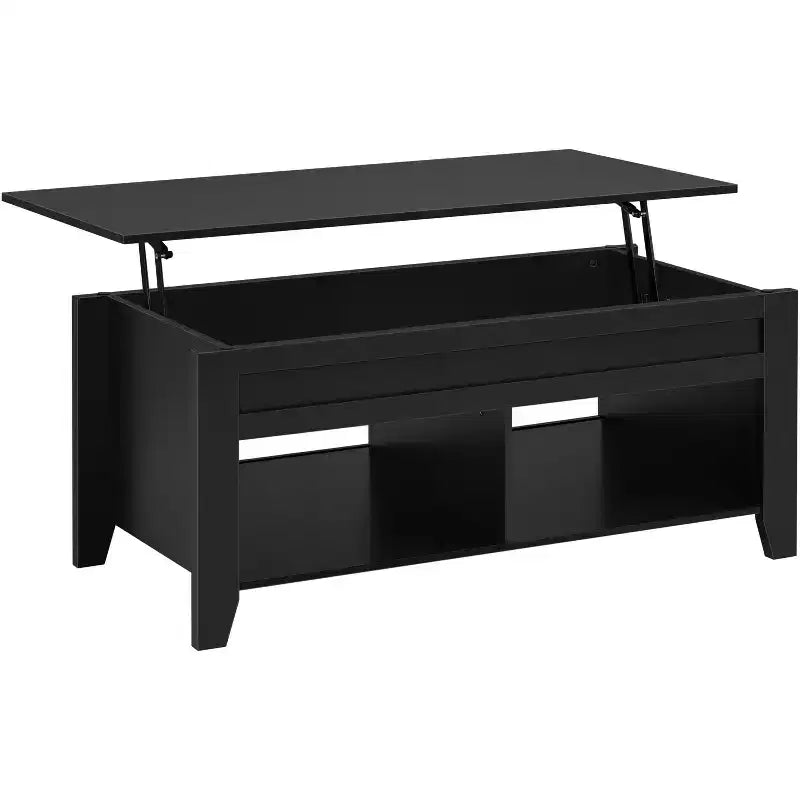 Table basse Yaheetech relevable avec compartiment caché et 2 étagères ouvertes pour salon