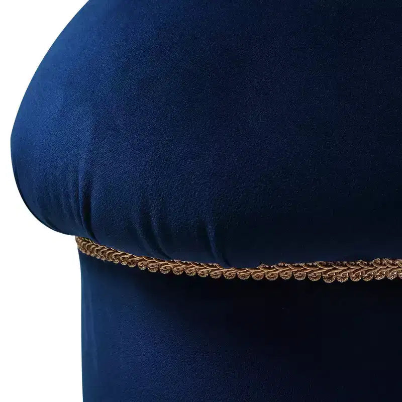 Jennifer Taylor Home Ellen Ottoman capitonné trèfle avec franges dorées, velours bleu marine