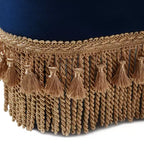 Jennifer Taylor Home Ellen Ottoman capitonné trèfle avec franges dorées, velours bleu marine