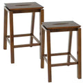 Sunnydaze Set of 2 Indoor Wooden Backless Counter-Height Stools - Dark Walnut - 25