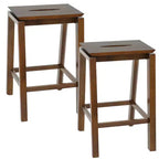 Sunnydaze Set of 2 Indoor Wooden Backless Counter-Height Stools - Dark Walnut - 25