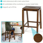 Sunnydaze Lot de 2 tabourets d'intérieur sans dossier en bois hauteur comptoir - Noyer foncé - 25