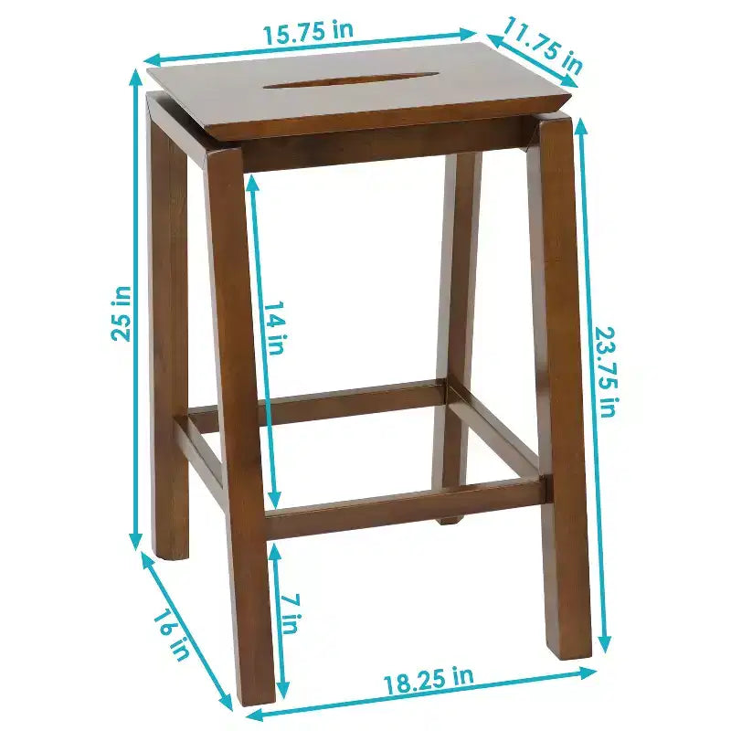 Sunnydaze Lot de 2 tabourets d'intérieur sans dossier en bois hauteur comptoir - Noyer foncé - 25