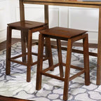 Sunnydaze Lot de 2 tabourets d'intérieur sans dossier en bois hauteur comptoir - Noyer foncé - 25