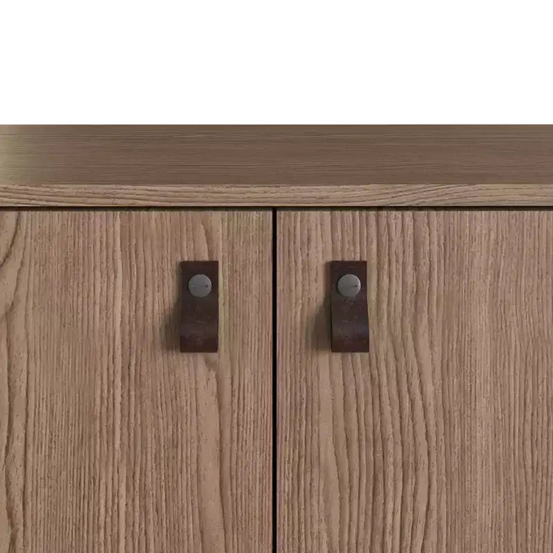 Meuble avec poignées en faux cuir accent ambre - Manhattan Comfort