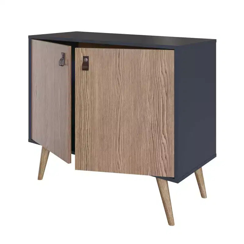 Meuble avec poignées en faux cuir accent ambre - Manhattan Comfort