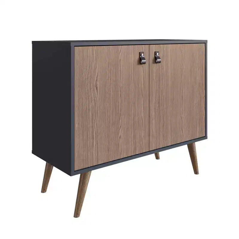 Meuble avec poignées en faux cuir accent ambre - Manhattan Comfort