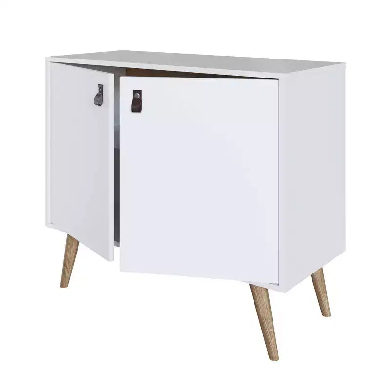 Meuble avec poignées en faux cuir accent ambre - Manhattan Comfort