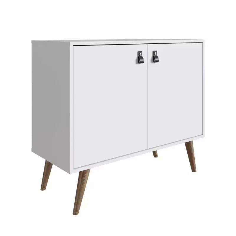 Meuble avec poignées en faux cuir accent ambre - Manhattan Comfort