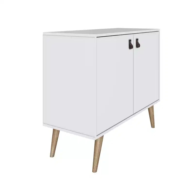 Meuble avec poignées en faux cuir accent ambre - Manhattan Comfort