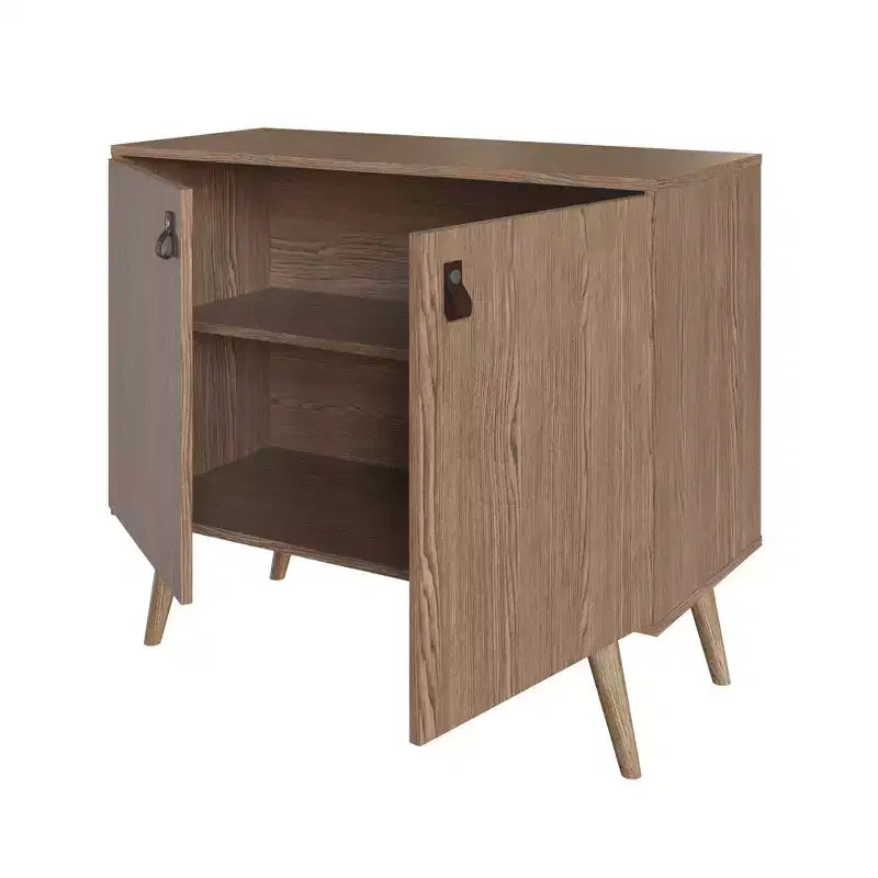 Meuble avec poignées en faux cuir accent ambre - Manhattan Comfort
