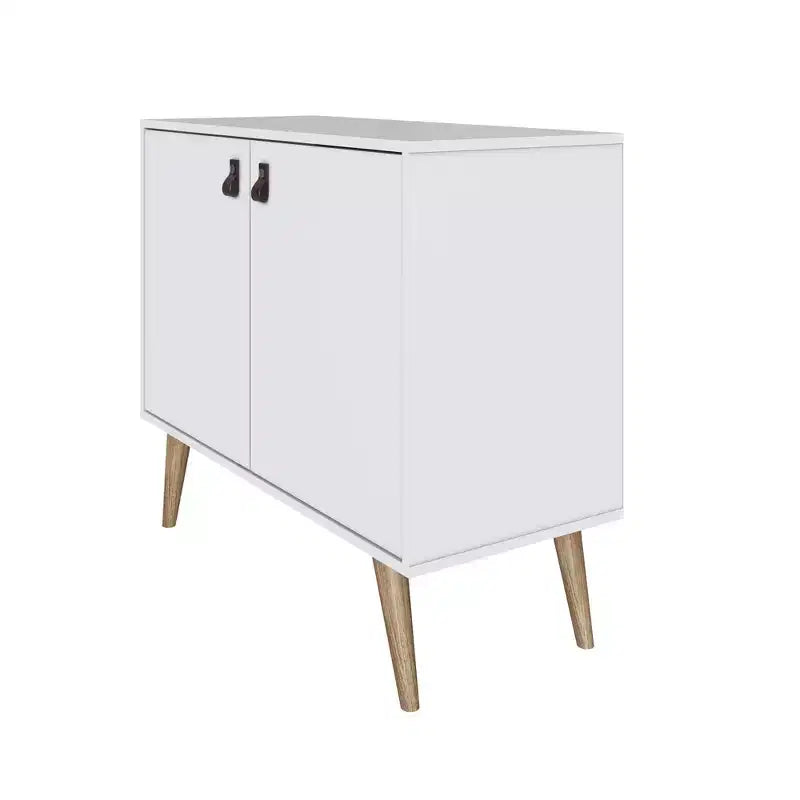 Meuble avec poignées en faux cuir accent ambre - Manhattan Comfort