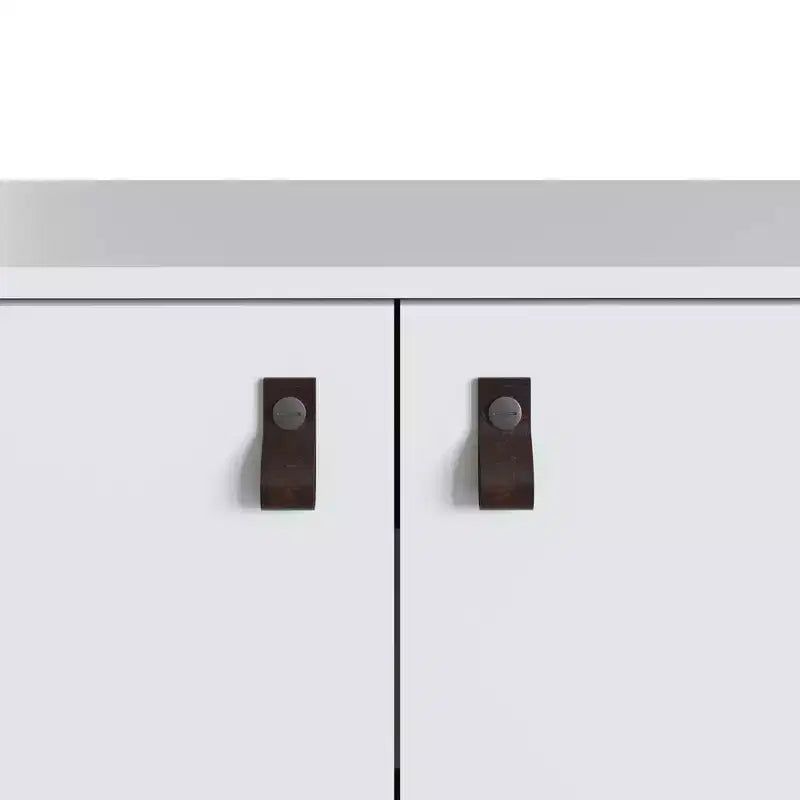 Meuble avec poignées en faux cuir accent ambre - Manhattan Comfort