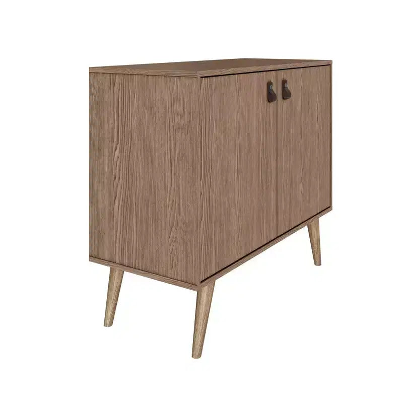 Meuble avec poignées en faux cuir accent ambre - Manhattan Comfort