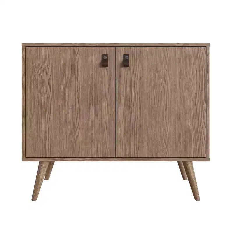 Amber Accent Faux Leather Handles Cabinet - Manhattan Comfort