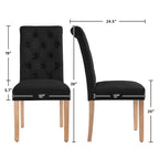 Yaheetech Lot de 2 chaises de salle à manger classiques rembourrées en tissu pour cuisine