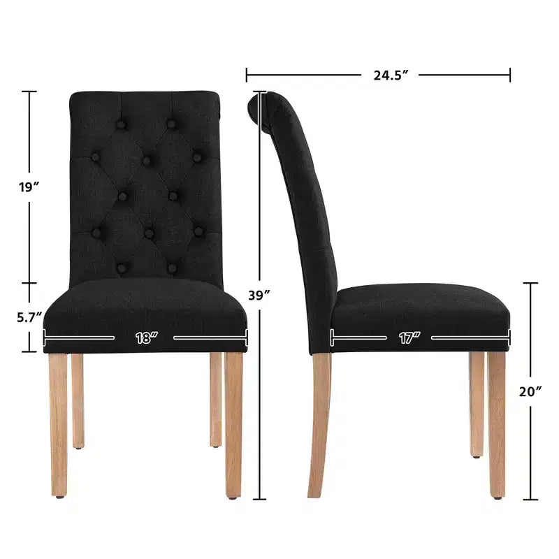 Yaheetech Lot de 2 chaises de salle à manger classiques rembourrées en tissu pour cuisine