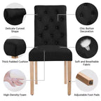 Yaheetech Lot de 2 chaises de salle à manger classiques rembourrées en tissu pour cuisine