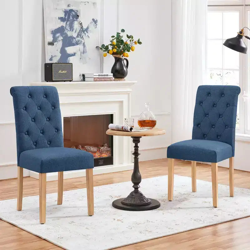 Yaheetech Lot de 2 chaises de salle à manger classiques rembourrées en tissu pour cuisine