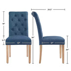 Yaheetech Lot de 2 chaises de salle à manger classiques rembourrées en tissu pour cuisine