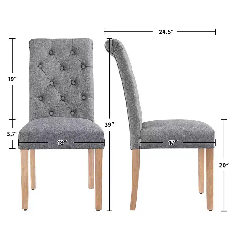 Yaheetech Lot de 2 chaises de salle à manger classiques rembourrées en tissu pour cuisine