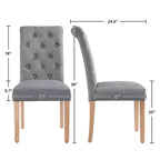 Yaheetech Lot de 2 chaises de salle à manger classiques rembourrées en tissu pour cuisine