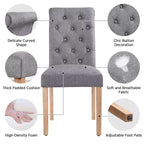 Yaheetech Lot de 2 chaises de salle à manger classiques rembourrées en tissu pour cuisine