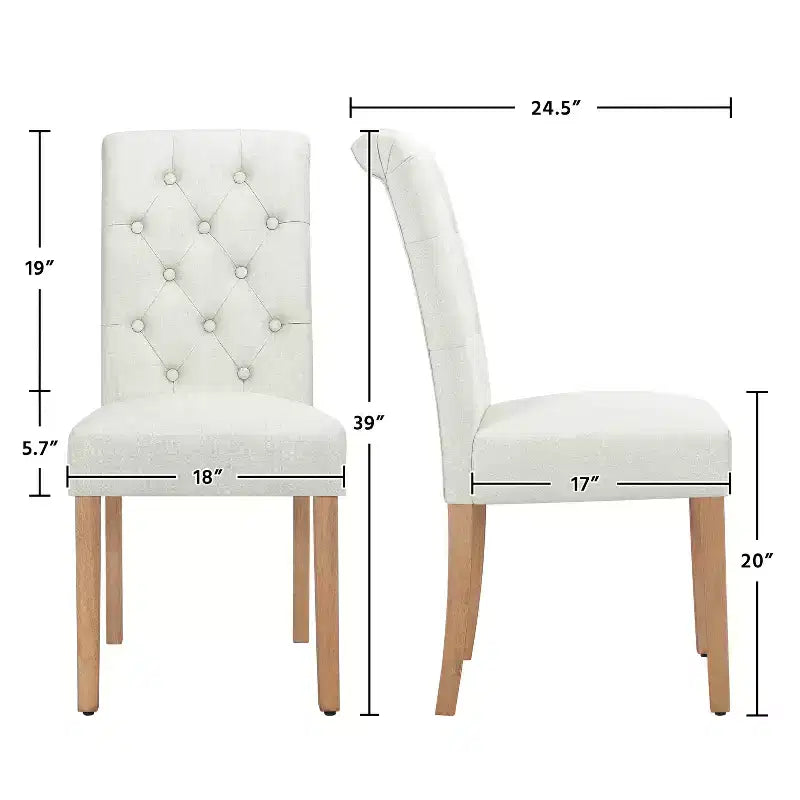 Yaheetech Lot de 2 chaises de salle à manger classiques rembourrées en tissu pour cuisine