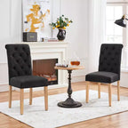 Yaheetech Lot de 2 chaises de salle à manger classiques rembourrées en tissu pour cuisine