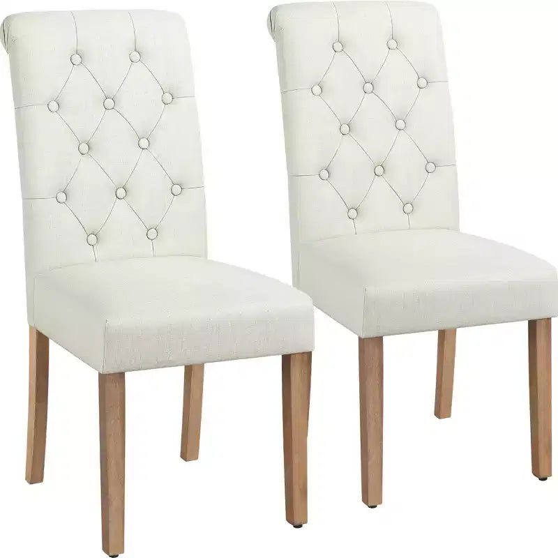 Yaheetech 2pcs Classic Fabric Upholstered Dining Chair Kitchen Chair
