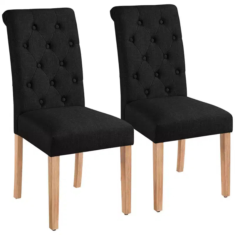 Yaheetech Lot de 2 chaises de salle à manger classiques rembourrées en tissu pour cuisine