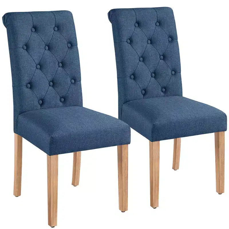 Yaheetech Lot de 2 chaises de salle à manger classiques rembourrées en tissu pour cuisine