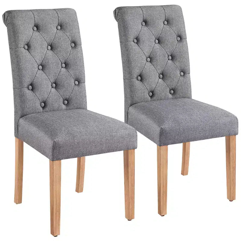 Yaheetech Lot de 2 chaises de salle à manger classiques rembourrées en tissu pour cuisine