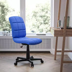 Chaise de bureau pivotante Emma et Oliver en vinyle matelassé à dossier mi-hauteur
