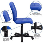 Chaise de bureau pivotante Emma et Oliver en vinyle matelassé à dossier mi-hauteur