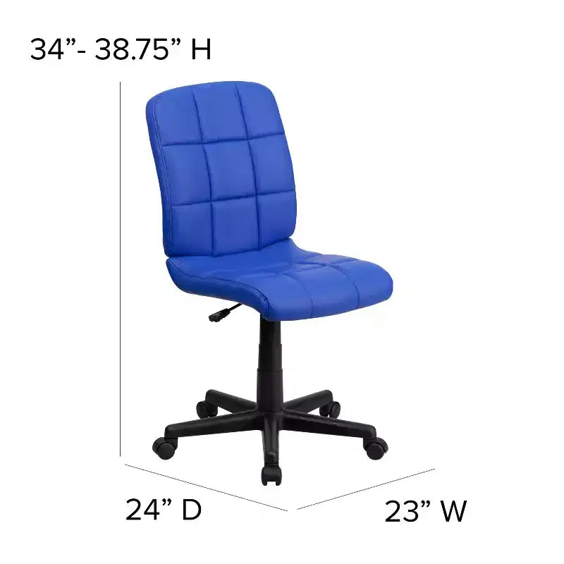 Chaise de bureau pivotante Emma et Oliver en vinyle matelassé à dossier mi-hauteur