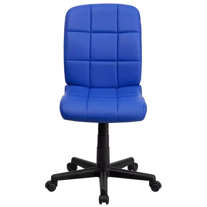 Chaise de bureau pivotante Emma et Oliver en vinyle matelassé à dossier mi-hauteur