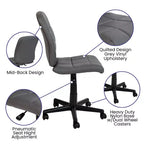 Chaise de bureau pivotante Emma et Oliver en vinyle matelassé à dossier mi-hauteur