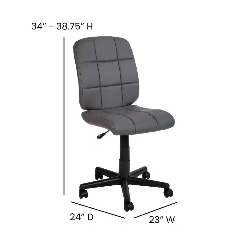 Chaise de bureau pivotante Emma et Oliver en vinyle matelassé à dossier mi-hauteur