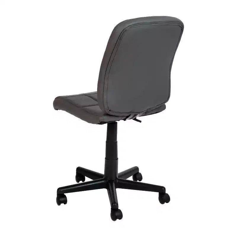 Chaise de bureau pivotante Emma et Oliver en vinyle matelassé à dossier mi-hauteur