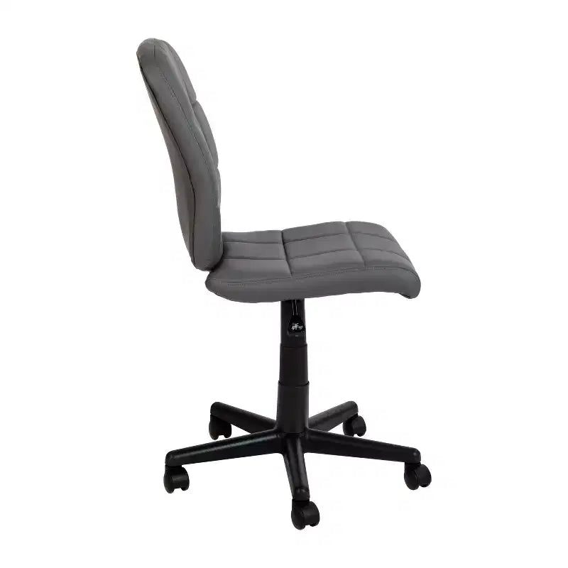 Chaise de bureau pivotante Emma et Oliver en vinyle matelassé à dossier mi-hauteur