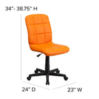 Chaise de bureau pivotante Emma et Oliver en vinyle matelassé à dossier mi-hauteur