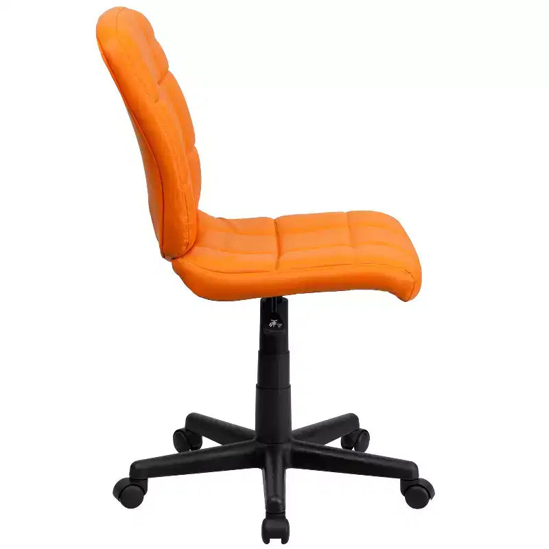 Chaise de bureau pivotante Emma et Oliver en vinyle matelassé à dossier mi-hauteur