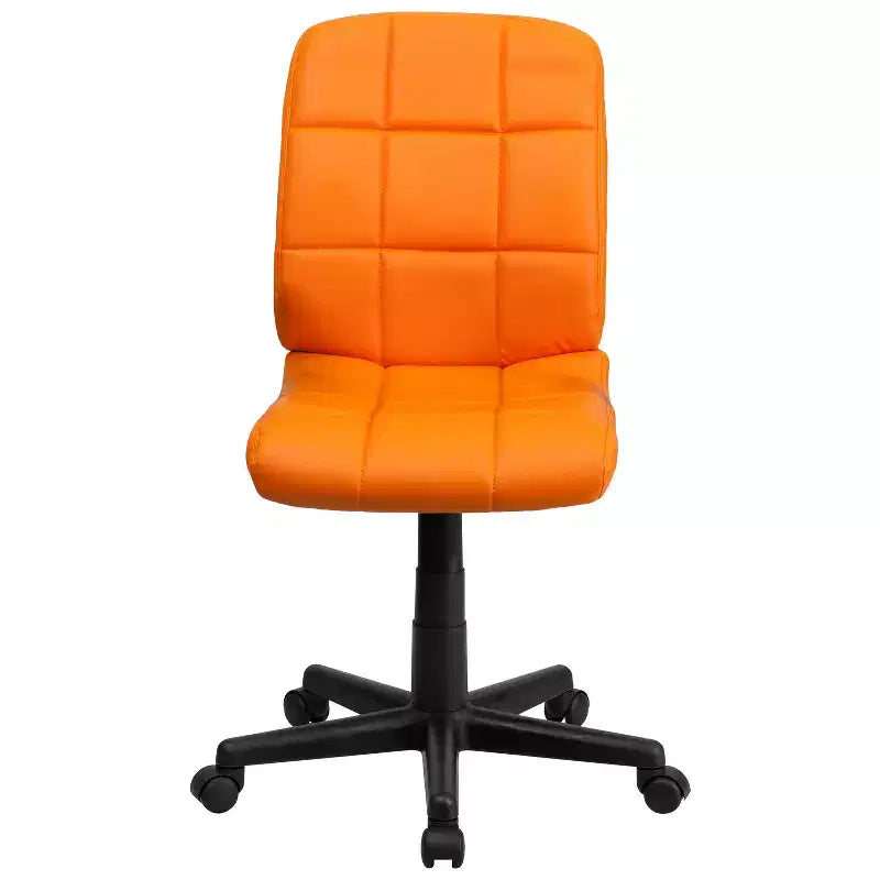 Chaise de bureau pivotante Emma et Oliver en vinyle matelassé à dossier mi-hauteur