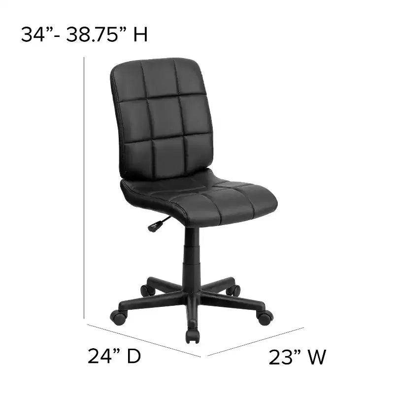 Chaise de bureau pivotante Emma et Oliver en vinyle matelassé à dossier mi-hauteur