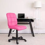 Chaise de bureau pivotante Emma et Oliver en vinyle matelassé à dossier mi-hauteur