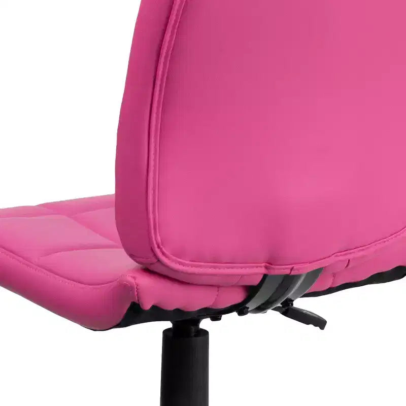 Chaise de bureau pivotante Emma et Oliver en vinyle matelassé à dossier mi-hauteur