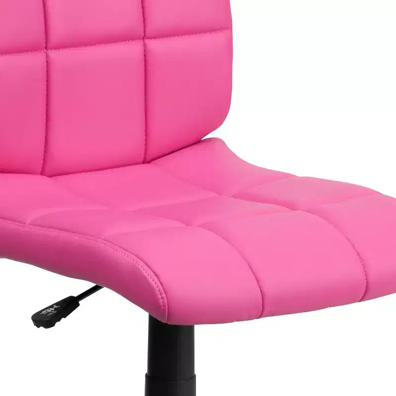 Chaise de bureau pivotante Emma et Oliver en vinyle matelassé à dossier mi-hauteur
